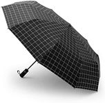 DEARART Umbrella for Rain and Wind, Auto Open&Close Stong Compact Umbrella Folding10 RIBS, Perfect Umbrella Essential Travel/Car/Backpack and on the go, Black Lattic