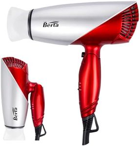 JINRI 1875W Foldable Travel Hair Dryer,Dual Voltage Blow Dryer & Foldable Handle Lightweight Negative Ionic Folding Hair Dryer，Red