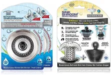 SinkShroom Revolutionary Clog-Free Sink Strainer Basket, 2-Pack, Stainless Steel + SinkShroom Ultra Revolutionary Bathroom Sink Drain Protector, Stainless Steel with Stopper