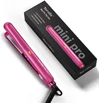 Terviiix Mini Flat Iron Adjustable Temperature, Travel-Size Mini Hair Straightener, Small Flat Irons for Short Hair/Curls Bangs, Ceramic Portable Tiny Hair Curler, Dual Voltage, Auto-Off, Pink, 1/2''