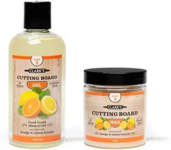 CLARK'S Bamboo Cutting Board Care Kit, Includes Mineral Oil (12oz) and Carnauba Beeswax (6oz) Enriched with Orange & Lemon Extract, Bamboo Cutting Board Oil Food Grade, Cutting Board Wax Bamboo