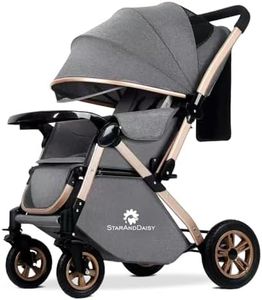 StarAndDaisy Baby Strollers/Pram for 0-3 Y Girl & Boy with Foldable Design, Food Tray, 4 Wheel Suspension, Convertible& Adjustable Seat, 5 Point Safety Belt, Light Weight & Convenient -(Beige)