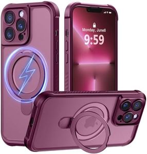 MOCCA Design for iPhone 13 Pro Case with Magnetic Invisible Stand [Full Camera Protection] [Compatible with Magsafe] Military Drop Shockproof Translucent Matte Phone Case Cover 6.1",Wine Red