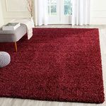 Carpetify Shaggy Carpet Plain Fur Rectangular Rugs For Bedroom Living Room 3X5 Feet Soft Microfiber 2 Inch Height Maroon Color