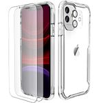 ORETECH Compatible for iPhone 11 Case with [2 x Tempered Glass Screen Protector and 1 x Camera Lens Protector] Thin Hard PC Back Soft Silicone Frame Protective Case for iPhone 11 6.1 inch Transparent