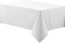 Home Beyond & HB design - 52 x 70 Inch Linen Look Rectangular Polyester Tablecloth - Waterproof Wrinkle Stain Resistant - White