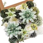 Serwalin Green Artificial Flowers Box Set, Silk Flowers with stems, Realistic Fake Cake Flowers for Wedding Bouquets Centerpieces Decor Baby Shower Decoration(Green)