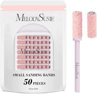 MelodySusie 50 Pcs Nail Drill Bits Small Sanding Bands with 3.1mm Mandrel Bit, 80 Coarse Grit Nail File for Acrylic Nails Gel Manicures and Pedicure, Pink