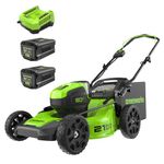 Greenworks PRO 21-Inch 80V Cordless Lawn Mower, Two 2.0AH Batteries Included GLM801601