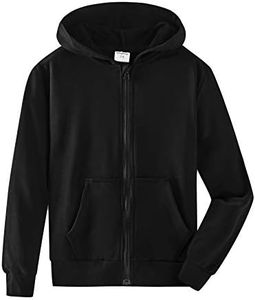 Spring&Gege Youth Solid Pullover Sport Hoodies Soft Kids Hooded Sweatshirts for Boys and Girls Size 9-10 Years Black