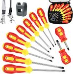 Roll Over Image to Zoom in AVAVA Magnetic Screwdriver Set 10 PCS,5 Phillips and 5 Flat Head Precision Screwdriver,Professional Cushion Grip and Non-Slip for Repair Home Improvement Craft