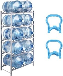 VEVOR 5 Tiers Water Jug Holder, 5 Gallon Water Bottle Holder, Double Row Water Bottle Rack for 10 Bottles, Heavy Duty Water Jug Rack for Kitchen, Office, Living Room, Silver Gray