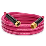 PAULINN Garden Hose 10 ft x 5/8 in, Heavy Duty Water Hose for RV Camper Boat Outdoor Lawn Yard, Drinking Water Safe, Flexible and Lightweight - Kink Free, All-Weather, Solid Brass Fittings, Pink