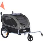 VEVOR Dog Bike Trailer, Supports up to 88 lbs, 2-in-1 Pet Stroller Cart Bicycle Carrier, Easy Folding Cart Frame with Quick Release Wheels, Universal Bicycle Coupler, Reflectors, Flag, Black/Gray