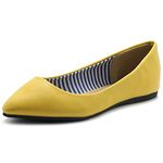 Ollio Women's Ballets Shoes Comforts Basic Light Multi Color Flats M1040 (8.5 B(M) US, Yellow)