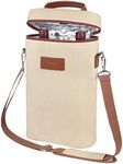 Insulated Wine Tote Bag - 2 Bottle Travel Padded Wine/Champagne Cooler Carrier with Handle and Shoulder Strap, Great Wine Lover Gift The Size for Most Beige-2 Bottle