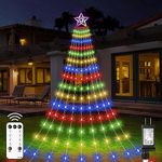 AMIPEPE Christmas Decorations Star Lights Outdoor, 11.48ft 350 LED Waterfall Tree Lights, Multicolor