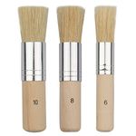 Novelfun Wooden Stencil Brush (Set of 3), Natural Bristle Brushes Perfect for Acrylic Painting, Oil Painting, Watercolor Painting, Stencil Project, Card Making and DIY Art Crafts