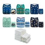 ALVABABY Cloth Diaper Reusable Washable Adjustable Pocket Infant Toddler Baby Boys Girls Sets 6 Packs Cloth Diapers Nappies With 12 Microfiber Inserts