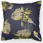 Izabela Peters Outdoor Cushions Waterproof, 43 cm, Filled Outdoor Cushion, Bird on Elderflower - Graphite, Garden Furniture Cushions, Outdoor Seat Cushions, Garden Chair Cushions