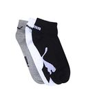 Puma Unisex Cotton Sneakers Ankle Length Socks (White/Grey/Black, Large, Pk3)