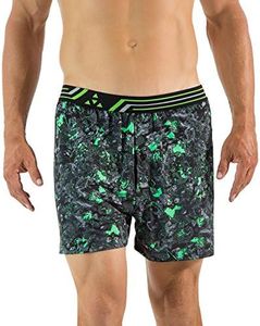 Balanced Tech Men's Active Performance Photoprint Boxers Shorts - Lava Rock Black/Green - Medium