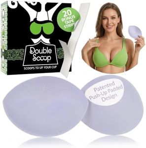 Double Scoop® Push Up Inserts w/Bonus Tape Sticky Strips, Instant Breast Implants, Replacement Bra Pads, Padded Bralette Hack, Breast Lift, Foam Bra Filler Insert, Bra Stuffer, Cup Size C (White)