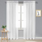 DWCN White Sheer Curtains, 84 Drop Rod Pocket Top Semi Transparent Light Filtering Net Curtains, Voile Curtains for Living Room and Bedroom, 52" Wide x 84" Drop, Set of 2 Panels