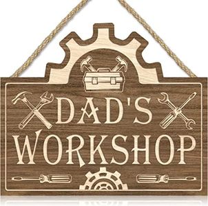 ANHUIB Dad's Workshop Hanging Sign,Father's Day Wall Decoration,Happy Father's Day Wall Decor,Garage Signs for Men,Workshop Wall Plaque,Man Cave Wooden Sign For Dad Grandad,Father's Day Birthday Gift