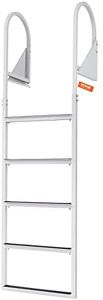 VEVOR Dock Ladder, Flip-Up 5 Steps, 350 lbs Load Capacity, Aluminum Alloy Pontoon Boat Ladder with 2'' Wide Step & Nonslip Rubber Mat, Easy to Install for Ship, Lake, Pool, Marine Boarding