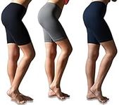 Sexy Basics Womens 3 Pack Buttery Soft Brushed Active Stretch Yoga Bike Short Boxer Briefs, 3 Pack- Black/Charcoal/Navy, Medium