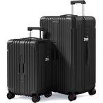 Krute Luggage Sets 2 Piece Suitcase PC+ABS Hardside Spinner Wheels TSA Lock Carry On Luggage 20+28 Inch (Black)