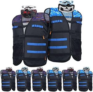 POKONBOY Tactical Vest Kits Fit for Nerf Guns N-Strike Elite Series for Kids Birthday Toy Gun Wars, Basement or Backyard Games, Birthday Party Supplies with Kids Vests, Face Masks, Protective Glasses