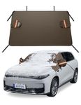 AstroAI Windshield Cover for Ice and Snow, 600D Oxford Fabric, Front Car Windshield Snow Cover, Winter Protection for Cars and Compact SUVs Wiper Mirror Protector Windproof Cover (Brown)