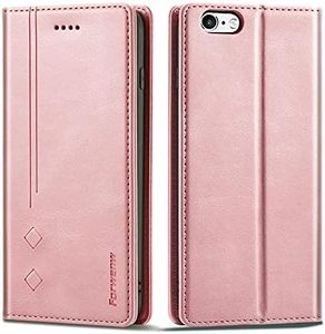 LOLFZ Case for iPhone 6 Plus iPhone 6S Plus, Premium Wallet Case Magnetic Flip Leather Cover Card Holder Stand Function Protective Phone Shell for iPhone 6 Plus 6S Plus - Rose Gold