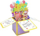 Pop Up Birthday Cards - 3D Birthday Gifts Box, 7x3 Inch Funny Unique Popup Greeting Card with Envelopes, Pink Message Card, for Daughter, Son, Mom, Dad, Friend