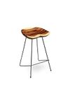 Heft Home Counter Height Stools - Ergonomic Natural Walnut Wooden Stool Bar with Metal Legs - Industrial & Rustic Style Home Bar Furniture - 26-inches Height - 1 Stool