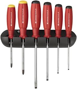 PB Swiss Tools PB 8244 Screwdriver Set | 100% Swiss Made | 6-Piece Screwdriver Set in Red/Yellow/Black (6-Piece Cross/Slotted)