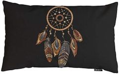 Swono Dreamcatcher Throw Pillow Cover Embroidery Tribal Dream Catcher Boho American Talisman Cotton Linen Decorative Rectangular Pillowcase for Sofa and Bed Couch 12"X20"