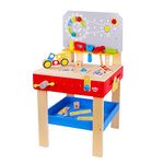 TOOKYLAND Wooden Builder Workbench Playset - 48pcs - Child-Size Work Bench with Tools and Hardware, Toy for Kids 3 Years and Older