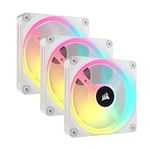 CORSAIR QX Series QX120 RGB 120mm Fans - iCUE Link Ecosystem - Magnetic Dome RGB PWM Fans - 3 Pack Starter Kit with Included System Hub - White