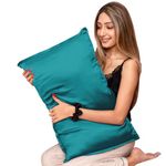 Furbo Pure Mulberry Silk Pillowcases | Premium Silk Pillow Covers for Hair Fall Control & Skin Care | Anti-Acne, Wrinkle-Free, Cooling, Soft & Smooth | Teal (Pack of 2)
