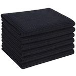 VIVOTE 6 Pack Microfibre Drying Towels Waffle Weave Cleaning Towels Super Absorbent Tea Towels 40 cm X 56 cm Black