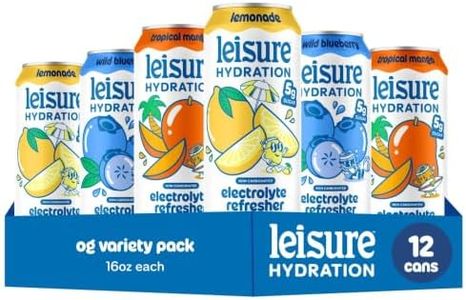 Leisure Hydration Non-Carbonated Electrolyte Refresher, Variety Pack - Low Sugar Nutrient Enhanced Water Beverage - Get The Best Hydration Packed w/ Magnesium & Ashwagandha For Mood & Stress Support, Non-GMO, 16 oz (15-Cans)
