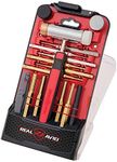 Real Avid Hammer & Brass Punch Set I Gunsmithing Tools Set with Small Hammer, Flat Tip Metal Punch and Brass Punch Set I Tool Kit with Gunsmithing Hammer with 4 Tips, Non Marring Punch & Pin Starter
