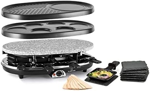 Klarstein Steaklette All-U-Can-Grill Raclette - Griglia da raclette da 1500 Watt, per 8 persone incl. teglie, temperatura regolabile in continuo, griglia 4in1, incluso sottopentola e spatola di legno