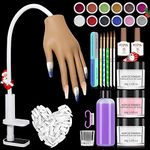 Practice Hand for Acrylic Nails: Fake Nail Practice Hand - Nail Hand Practice Model -Flexible Fake Hand - Nail Training Hand with 30G Acrylic Powder Nail Kit for DIY Nail Art