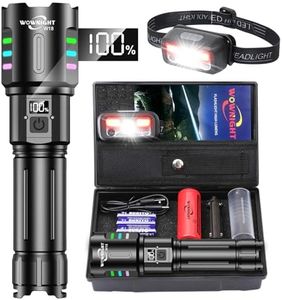 WOWNIGHT Linternas Led Alta Potencia Recargable, Linterna Led Recargable, 500000 Lumen linterna potente, Linterna Tactica Policial, Linterna Recargable USB Militar para Emergencia Camping Senderismo