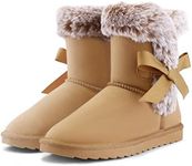 K KomForme Girls Kids Snow Boots Warm Fur Lined Slip On Outdoor Winter Shoes Lightweight Comfy（Little/Big Kids）