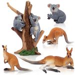 TOYMANY 6PCS Australian Safari Animal Figurines Includes Koala and Kangaroo Figure Toy, Plastic Jungle Animal Figures Toy Set, Cake Toppers Christmas Birthday Gift for Kids Toddlers